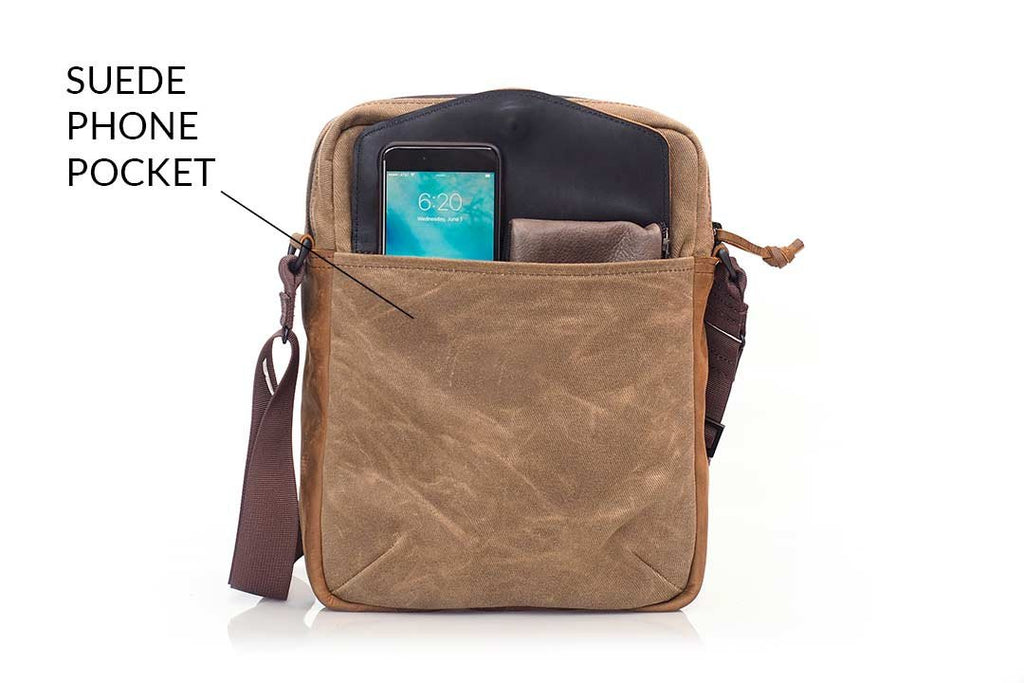 Front: under-the-flap pocket for phone & small items