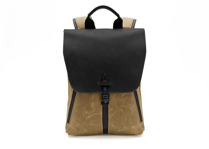 Black Leather on Waxed Canvas